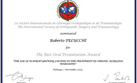 SICOT Award – Miglior presentazione orale sull’uso dei fattori di crescita nelle tendinopatie achillee